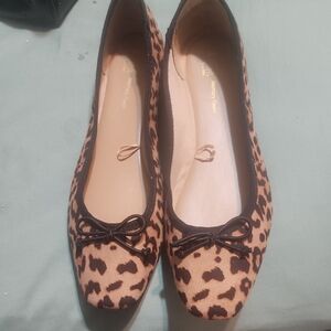 Time and Tru Leopard Print Flats with Black Bow